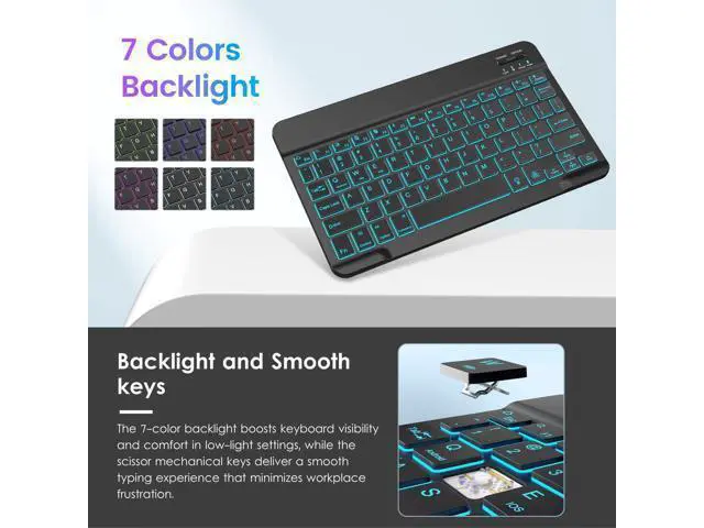 Alt view image 3 of 5 - VIKESI Keyboard Case for iPad (A16,2025) 11th Generation/iPad 10th Generation Case (10.9" 2022),Premium Leather Smart Cover,Built-in Breathing Light,Function Row,Pencil Holder,Card Slots - Black