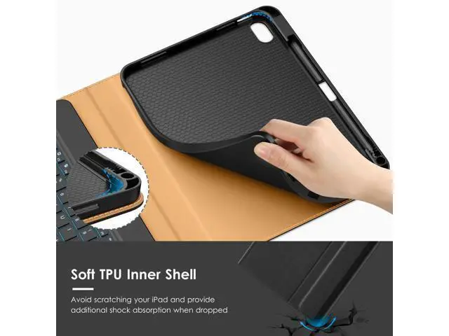 Alt view image 4 of 5 - VIKESI Keyboard Case for iPad (A16,2025) 11th Generation/iPad 10th Generation Case (10.9" 2022),Premium Leather Smart Cover,Built-in Breathing Light,Function Row,Pencil Holder,Card Slots - Black