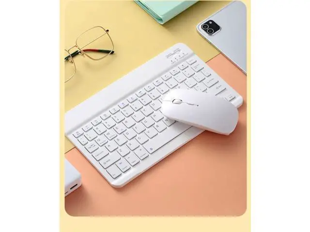 Alt view image 3 of 5 - Bluetooth Wireless Keyboard and Mouse Combo,Ultra-Slim Ergonomic Small Rechargeable Bluetooth Keyboard Mouse Set for Apple iPad iPhone Samsung Tablet Phone Android PC Computer Mac Smartphone(White)
