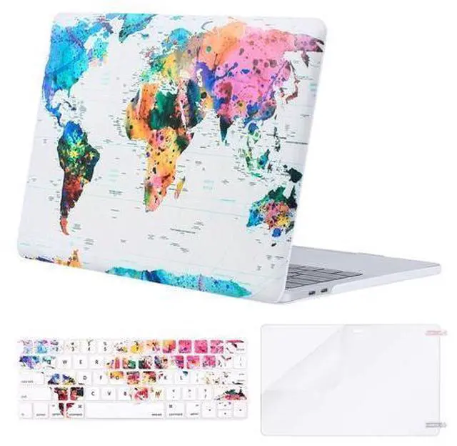 Main image of MOSISO Compatible with MacBook Pro 13 inch Case M2 2025, 2024, 2023-2016 A2338 M1 A2251 A2289 A2159 A1989 A1708 A1706, Plastic Pattern Hard Shell Case Cover&Keyboard Cover&Screen Protector, World Map