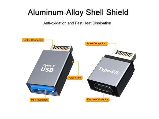 Alt view image 3 of 5 - xiwai 2pcs USB 3.1 Front Panel Header Male Type-E to Type-A & Type-C USB-C Motherboard Extension Data Adapter