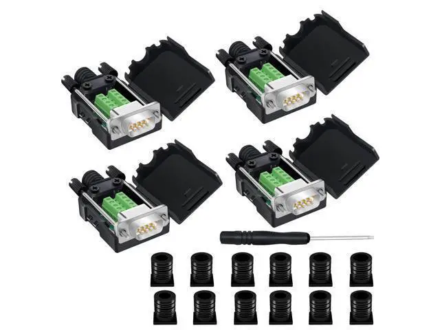 Main image of YIOVVOM DB9 Breakout Connector,DB9 Solderless RS232 D-SUB Male Serial Adapters 9-Pin Port White Adapter to Terminal Connector Signal Module with case Set of 4