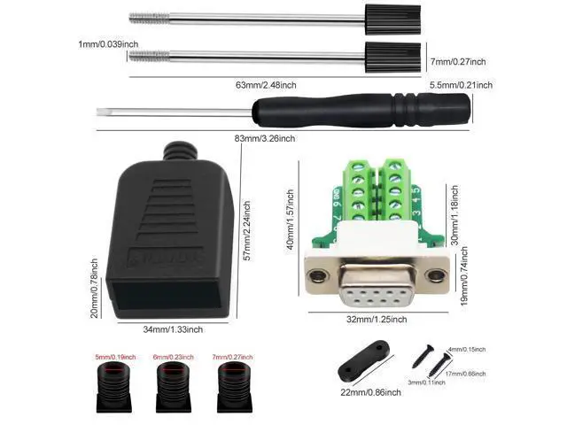 Alt view image 2 of 5 - YIOVVOM DB9 Breakout Connector,DB9 Solderless RS232 D-SUB Male Serial Adapters 9-Pin Port White Adapter to Terminal Connector Signal Module with case Set of 4