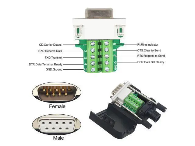 Alt view image 5 of 5 - YIOVVOM DB9 Breakout Connector,DB9 Solderless RS232 D-SUB Male Serial Adapters 9-Pin Port White Adapter to Terminal Connector Signal Module with case Set of 4
