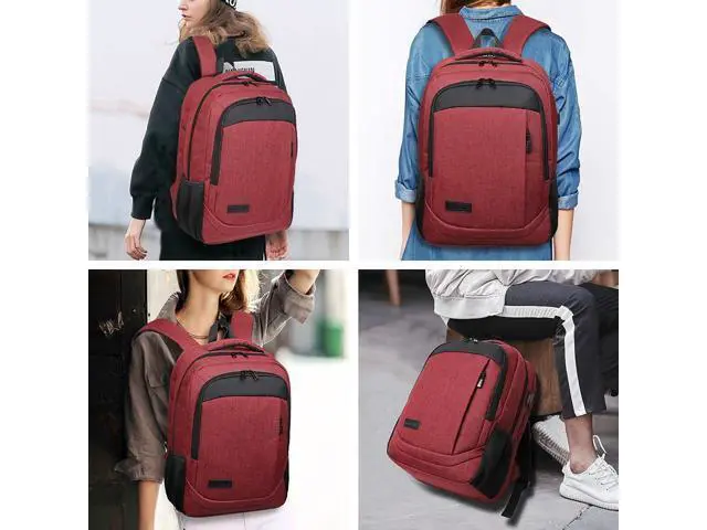 Alt view image 2 of 5 - Monsdle Travel Laptop Backpack Anti Theft Backpacks with USB Charging Port, Travel Backpacks Business Work Bag 15.6 Inch College Computer Bag for Men Women, Red