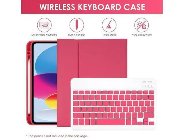 Alt view image 3 of 5 - Nsyee Keyboard Case Compatible with iPad A16 11 inch 2025 (A3354/A3355/A3356), iPad 10th Generation 10.9 inch 2022 (A2696/A2757/A2777), Detachable Bluetooth US Layout Keyboard Case