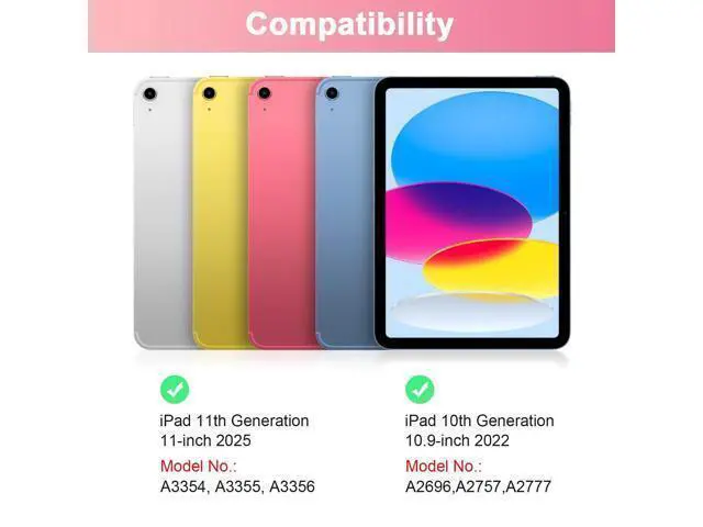 Alt view image 2 of 5 - Nsyee Keyboard Case Compatible with iPad A16 11 inch 2025 (A3354/A3355/A3356), iPad 10th Generation 10.9 inch 2022 (A2696/A2757/A2777), Detachable Bluetooth US Layout Keyboard Case