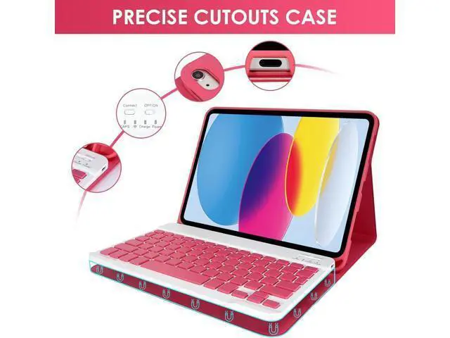 Alt view image 5 of 5 - Nsyee Keyboard Case Compatible with iPad A16 11 inch 2025 (A3354/A3355/A3356), iPad 10th Generation 10.9 inch 2022 (A2696/A2757/A2777), Detachable Bluetooth US Layout Keyboard Case
