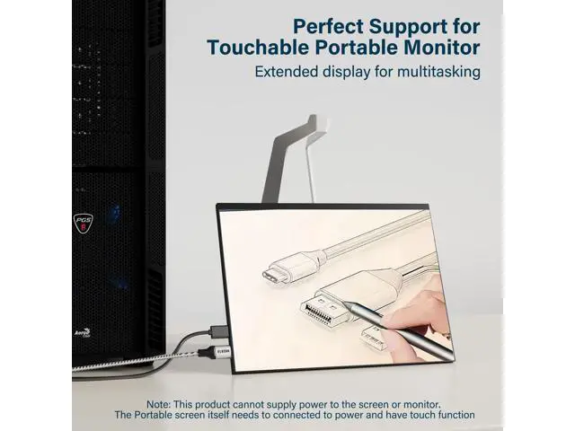 Alt view image 5 of 5 - Elecan Uni-Directional DisplayPort to USB-C Adapter Cable 6 Ft 4K@60Hz 2K 1080P, No USB Power Needed High Speed DP Input to Type C Converter, Braided for Touch,iPad,Mac,Portable Monitor,VR/XR/AR+Ties