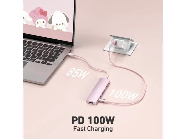 Alt view image 3 of 5 - BENFEI 7-in-1 USB C Hub with HDMI(4K@60Hz), 2 USB-A, 1 USB-C Data, 100W Charge, SD/TF Card Reader, Silicone Tangle-Free Cable Compatible with MacBook Pro/Air, iPad Pro, iMac, iPhone 15 Pro/Pro Max