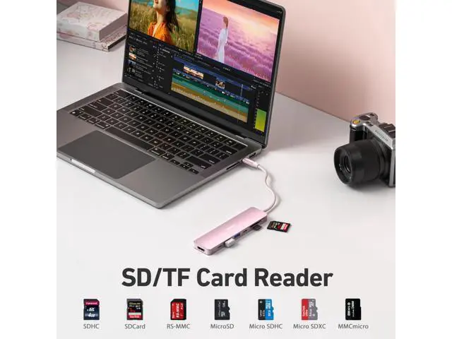 Alt view image 4 of 5 - BENFEI 7-in-1 USB C Hub with HDMI(4K@60Hz), 2 USB-A, 1 USB-C Data, 100W Charge, SD/TF Card Reader, Silicone Tangle-Free Cable Compatible with MacBook Pro/Air, iPad Pro, iMac, iPhone 15 Pro/Pro Max