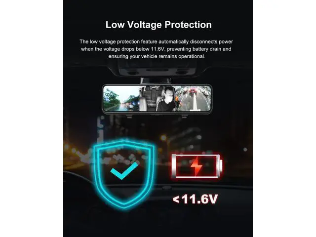 Alt view image 5 of 5 - Mirror Dash Cam Hardwire Kit for INSEETECH 10.88" 3-Channel Mirror Dash Cam, 24H Parking Mode Monitoring, 12-24V to 5V, Mini USB, Low Voltage Protection to Prevent Battery Power Outages