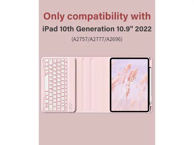 Alt view image 2 of 5 - SQBEBS Case with Keyboard for iPad (A16) 11th / 10th Generation 11 inch 2025/10.9 inch 2022, 7 Colors Backlit Detachable Keyboard, Stand Folio Keyboard Cover with Pencil Holder, Light Pink