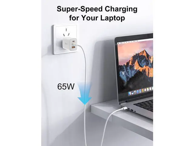 Alt view image 2 of 5 - EFIIIAP 65W USB C Charger Block, 3-Port Foldable Type c Fast Charging for MacBook Air MacBook Pro 14 15 16 17, iPhone 17/16/15/14, Galaxy S25/S24/S23, iPad, AirPods & More(1Pack with Cable)