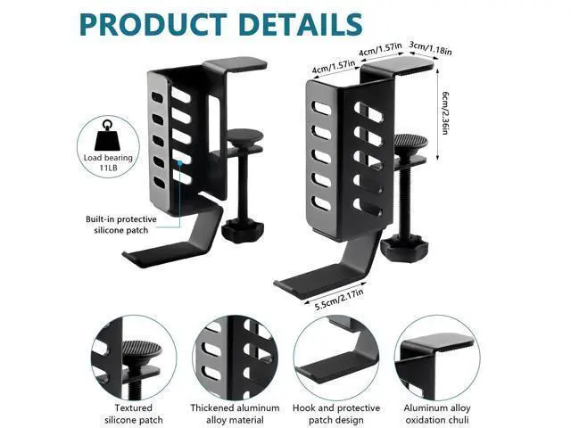 Alt view image 2 of 5 - QUYLIXX Desk Laptop Stand,No-Drill Desktop Mount,Hanging Holder for Desk - Clamp Storage for Laptops/Book/Keyboards/Headphone/Backpack Black