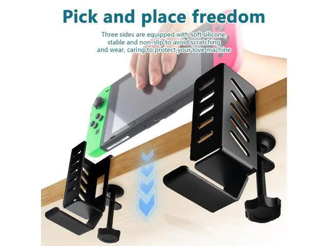 Alt view image 4 of 5 - QUYLIXX Desk Laptop Stand,No-Drill Desktop Mount,Hanging Holder for Desk - Clamp Storage for Laptops/Book/Keyboards/Headphone/Backpack Black