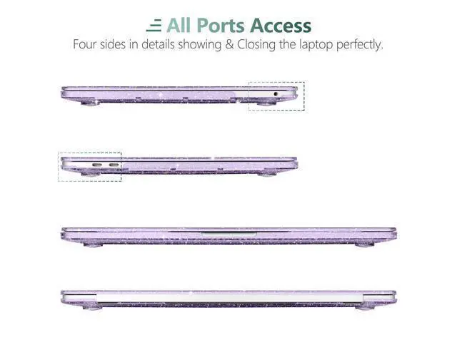 Alt view image 3 of 5 - DONGKE for MacBook Pro 13 inch Case 2023 2022 2021 2020 Release Model A2338 M2/M1 A2289 A2251 with Touch Bar & Touch ID, Glitter Bling Plastic Hard Shell Case & Keyboard Cover, Star Purple