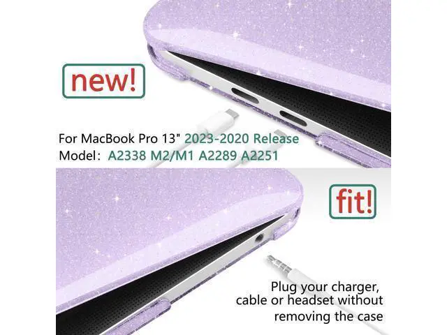 Alt view image 2 of 5 - DONGKE for MacBook Pro 13 inch Case 2023 2022 2021 2020 Release Model A2338 M2/M1 A2289 A2251 with Touch Bar & Touch ID, Glitter Bling Plastic Hard Shell Case & Keyboard Cover, Star Purple