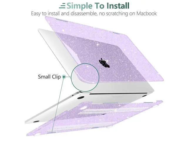 Alt view image 4 of 5 - DONGKE for MacBook Pro 13 inch Case 2023 2022 2021 2020 Release Model A2338 M2/M1 A2289 A2251 with Touch Bar & Touch ID, Glitter Bling Plastic Hard Shell Case & Keyboard Cover, Star Purple