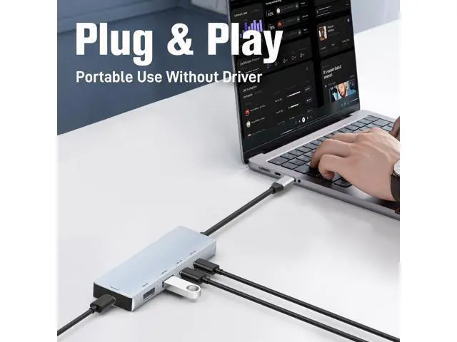 Alt view image 5 of 5 - Leinsis USB 3.2 Hub 10Gbps, 2 USB-C 3.2 and 2 USB-A 3.2,PD 100W Fast Charging for MacBook Pro, MacBook Air, Acer Laptops, HP Laptops, iPad Pro More.(Frosted Silver)