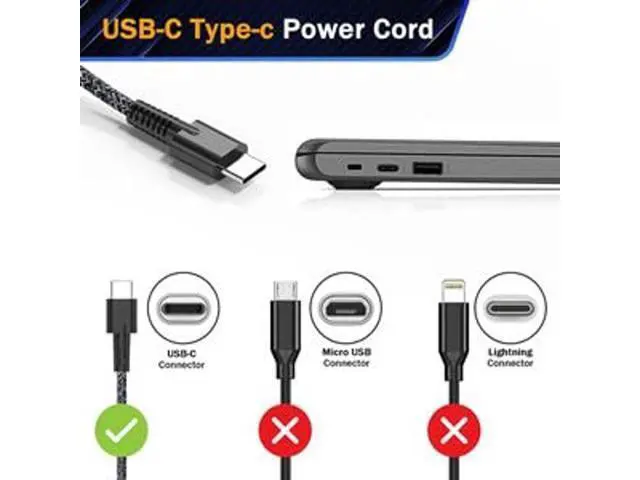 Alt view image 4 of 5 - 65W Type C USB C AC Charger Compatible with Dell Latitude 3340 3440 3540 5420 5290 5480 5491 5495 5520 5530 5580 5590 5591 7280 7290 XPS 13 9350 9360 9365-2in1 9370 9380 Power Adapter Supply