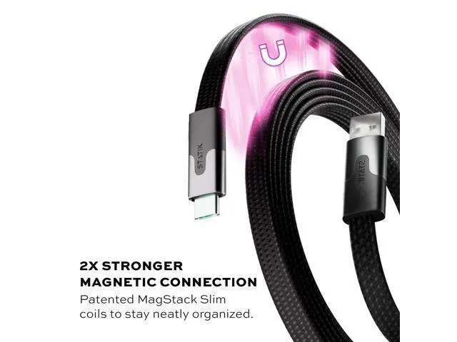 Alt view image 3 of 5 - Statik MagStack USB to USB C Cable, Magnetic Anti Tangle Flat A to Type C Charger Fast Charging Cord, Magnetic Charging Cable, Compatible with iPhone 16 Pro Max, 15, Galaxy S24 Ultra, 27W 3FT/1M