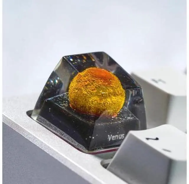 Main image of Venus Planet Artisan Keycap R1 SA Profile Custom Solar System Planets Keycaps 1U ESC Handmade Resin Gaming Galaxy Key Cap Cherry MX Switch Compatible Mechanical Keyboard Space Lover Gift