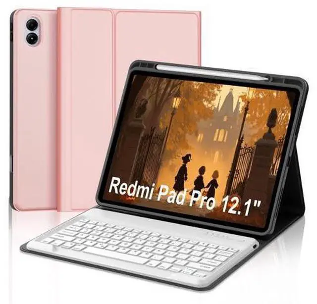 Main image of IVEOPPE for Redmi Pad Pro Keyboard with Case for Xiaomi Redmi Pad Pro 12.1 inch 2024/Xiaomi Poco Pad 12.1" PU Leather Cover Detachable Bluetooth Wireless Keyboard with Pencil Holder,Rose Gold