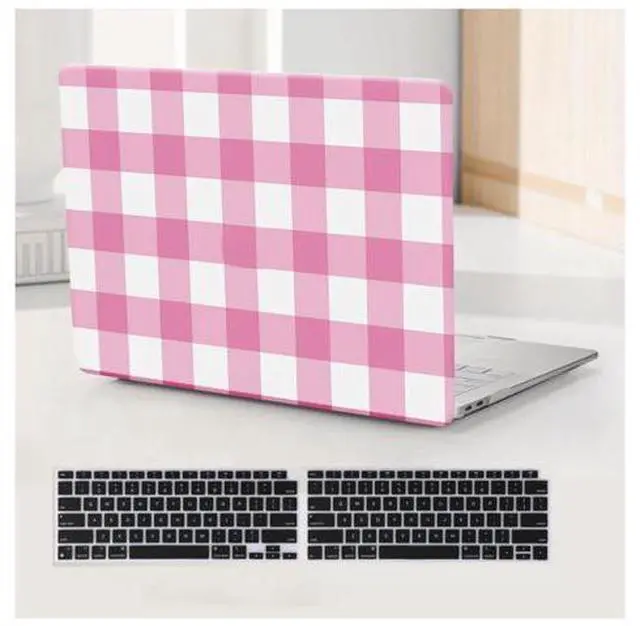 Main image of BYCeKe Compatible with MacBook Air 13 inch Case 2022 2021-2018 M1 A2337 A2179 A1932, for MacBook Air M1 Checkered Textured Plastic Hard Shell Case & Keyboard Cover for Mac Air 13, Checkerd Pink