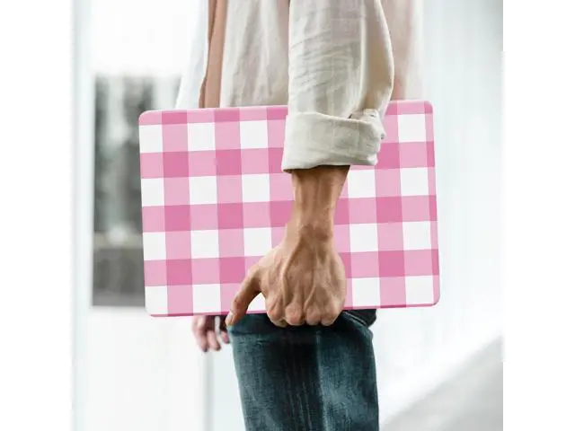 Alt view image 3 of 5 - BYCeKe Compatible with MacBook Air 13 inch Case 2022 2021-2018 M1 A2337 A2179 A1932, for MacBook Air M1 Checkered Textured Plastic Hard Shell Case & Keyboard Cover for Mac Air 13, Checkerd Pink