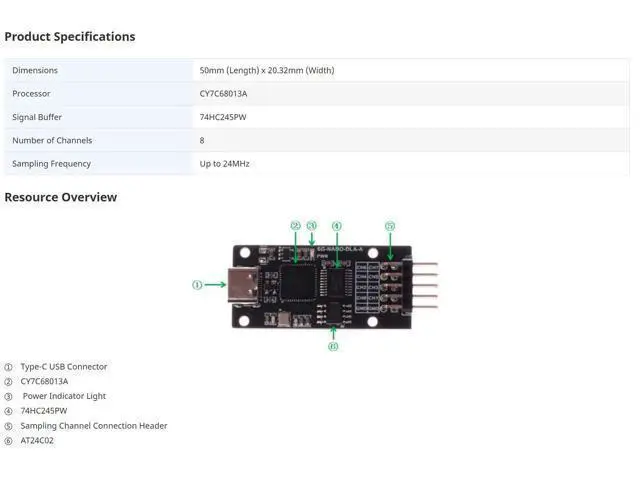 Alt view image 5 of 5 - Xicoolee 8-Ch Mini USB Logic Analyzer Base on CY7C68013A Chip with Sigrok PulseView Compatible with Windows/Linux/Mac