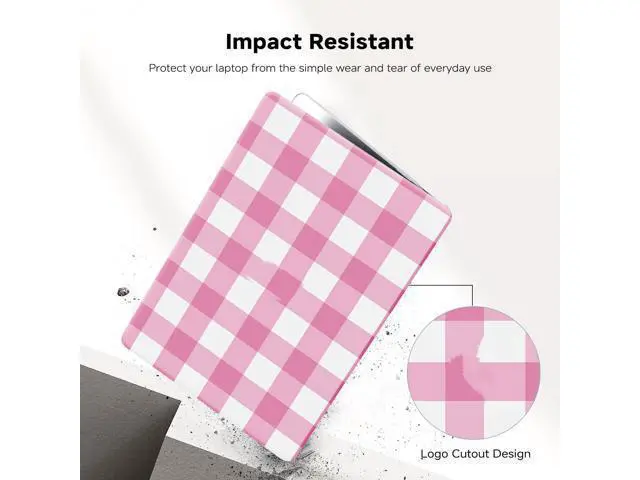 Alt view image 4 of 5 - BYCeKe Compatible with MacBook Air 13 inch Case 2022 2021-2018 M1 A2337 A2179 A1932, for MacBook Air M1 Checkered Textured Plastic Hard Shell Case & Keyboard Cover for Mac Air 13, Checkerd Pink