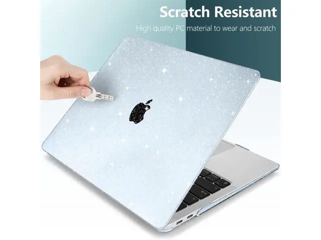 Alt view image 5 of 5 - TWOLSKOO for MacBook Air 13.3 inch Case 2021-2018 M1 A2337 A2179 A1932 with Retina Display, Plastic Hard Shell Case with Keyboard Cover & Type C Adapter 2 Pack & Camera Cover, Glitter Blue