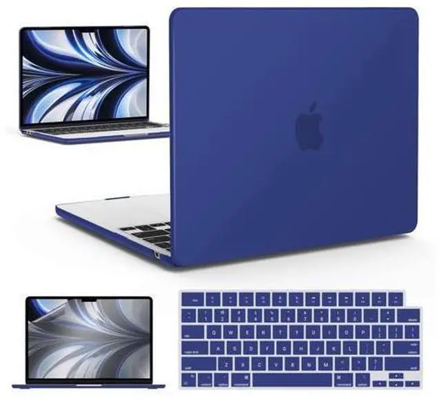 Main image of IBENZER Compatible with 2025 2024 2023 2022 MacBook Air 13 inch Case M4 A3240 M3 A3113 M2 A2681, Hardshell Case & KeyboardCover & ScreenFilm for Mac Air 13.6, Dark Blue, KK-TUBL+2