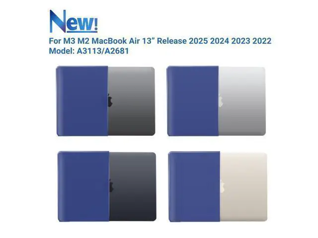 Alt view image 4 of 5 - IBENZER Compatible with 2025 2024 2023 2022 MacBook Air 13 inch Case M4 A3240 M3 A3113 M2 A2681, Hardshell Case & KeyboardCover & ScreenFilm for Mac Air 13.6, Dark Blue, KK-TUBL+2