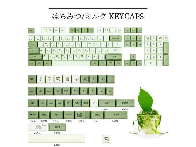 Alt view image 2 of 5 - GTSP XDA Profile Japanese Keycaps 60 Percent PBT 122 Key Green Keycaps Set for Cherry MX Covers Tenkeyless 60% 65% Gaming Keyboard (Matcha)
