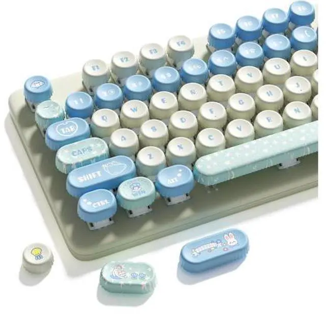 Main image of Hkfos XVX Round Typewriter Keycaps, Cute PBT Keycap Set, Dye-Sublimation Keyboard Keycaps Suitable for 60% 65% 75% 80% 96% 100% Layout Mechanical Keyboard