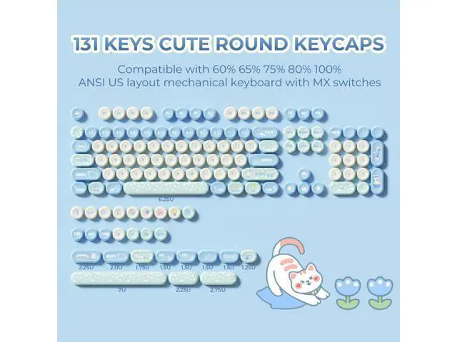 Alt view image 2 of 5 - Hkfos XVX Round Typewriter Keycaps, Cute PBT Keycap Set, Dye-Sublimation Keyboard Keycaps Suitable for 60% 65% 75% 80% 96% 100% Layout Mechanical Keyboard