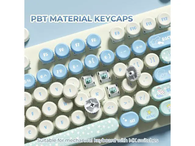 Alt view image 3 of 5 - Hkfos XVX Round Typewriter Keycaps, Cute PBT Keycap Set, Dye-Sublimation Keyboard Keycaps Suitable for 60% 65% 75% 80% 96% 100% Layout Mechanical Keyboard