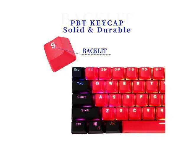 Alt view image 4 of 5 - GTSP 61 Red Keycaps 60 Percent Keycap Set PBT OEM Ducky Keycap with Key Puller Fit for Cherry MX switches Mechanical Gaming Keyboard (Milan A