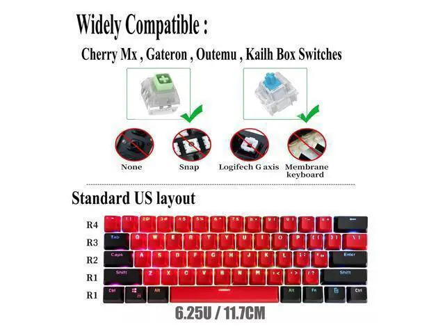 Alt view image 5 of 5 - GTSP 61 Red Keycaps 60 Percent Keycap Set PBT OEM Ducky Keycap with Key Puller Fit for Cherry MX switches Mechanical Gaming Keyboard (Milan A
