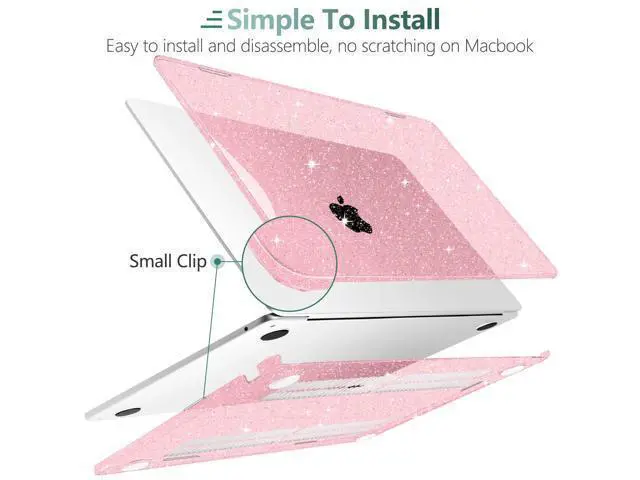 Alt view image 4 of 5 - MEEgoodo Glitter Case for M4/M3/M2 MacBook Air 15 inch Case 2025 2024 2023, Fit Model (A3241/A3114/A2941), Laptop Shell with Keyboard Cover&Camera Cover&OTG Adapter& Screen Protector, Glitter Pink