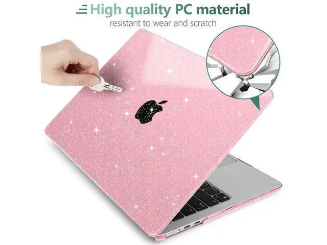 Alt view image 3 of 5 - MEEgoodo Glitter Case for M4/M3/M2 MacBook Air 15 inch Case 2025 2024 2023, Fit Model (A3241/A3114/A2941), Laptop Shell with Keyboard Cover&Camera Cover&OTG Adapter& Screen Protector, Glitter Pink