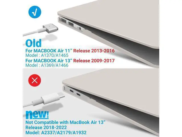 Alt view image 4 of 5 - IBENZER Compatible with MacBook Air 11 Inch Case Model A1370 A1465, Soft Touch Plastic Hard Shell Case Bundle with Keyboard Cover & Screen Protector for Mac Air 11, Rocky Gray, A11RKGY+2