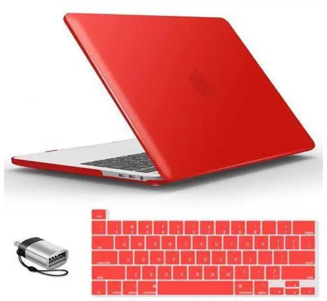 Main image of IBENZER Compatible with 2025 2024 M2 MacBook Pro 13 Inch Case 2025-2016 M1 A2338 A2289 A2251 A2159 A1989 A1706 A1708, Hard Shell Case&Keyboard Cover&Type C for Mac Pro 13, Red,T13RD+1TC