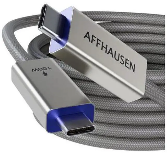 Main image of AFFHAUSEN USB C to USB C Cable, 100W Fast Charging Cable (6.5FT, 2Pack) 480Mbps, Braided Aluminum for iPhone 16, MacBook Pro, iPad Pro