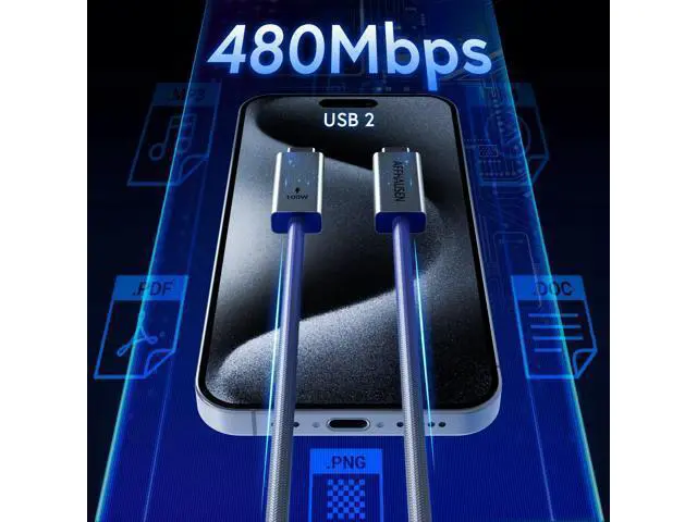 Alt view image 2 of 5 - AFFHAUSEN USB C to USB C Cable, 100W Fast Charging Cable (6.5FT, 2Pack) 480Mbps, Braided Aluminum for iPhone 16, MacBook Pro, iPad Pro