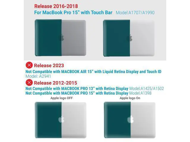Alt view image 3 of 5 - IBENZER Compatible with MacBook Pro 15 Inch Case 2019 2018 2017 2016 A1990 A1707, Plastic Hard Shell Case with Keyboard Cover for Mac Pro 15 Touch Bar, Quetzal Green, T15QUGN+1