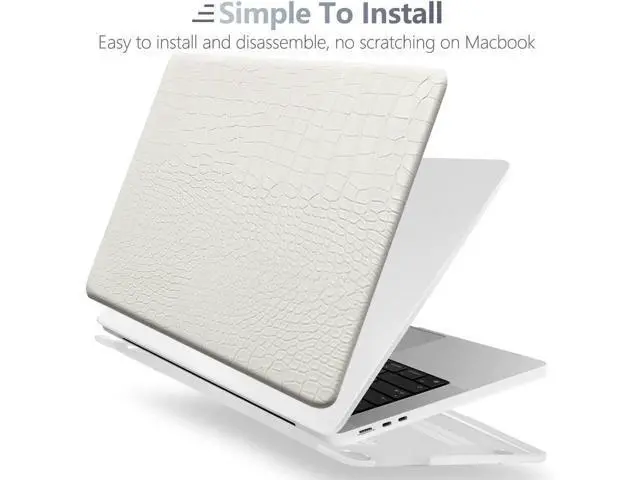 Alt view image 3 of 5 - KEROM Compatible with Crocodile MacBook Air 13 inch Case 2021 2020 2019 2018 M1 A2337 A2179 A1932, Textured Elegant Luxury Aligator Skin Snakeskin PU Leather Hard Shell & Keyboard Cover, White
