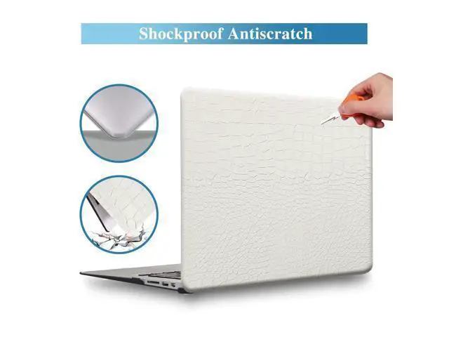 Alt view image 2 of 5 - KEROM Compatible with Crocodile MacBook Air 13 inch Case 2021 2020 2019 2018 M1 A2337 A2179 A1932, Textured Elegant Luxury Aligator Skin Snakeskin PU Leather Hard Shell & Keyboard Cover, White